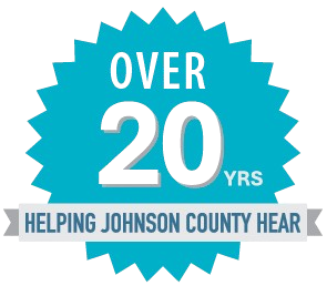 Logo for 20 years of helping Johnson County Hear
